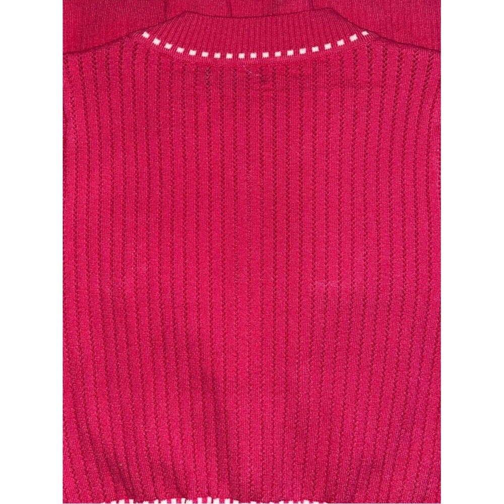 BALMAIN Paris Hot Pink White Knit Pull on Bodycon Style Dress - Picture 6 of 11